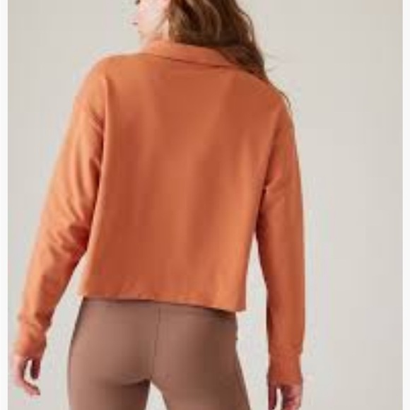 Athleta Retroterry Polo Sweatshirt Sunbaked Clay Orange Boxy Relaxed Size XL NEW - Picture 2 of 8